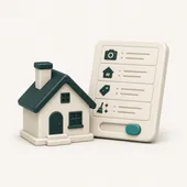 3D illustration of a house with a launch checklist covering photography, listing, pricing and cleaning